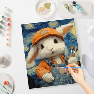 CHENISTORY <span class=keywords><strong>Peinture</strong></span> par numéros pour adultes, kit de démarrage animaux lapins, dessin et coloriage par numéros pour décorations intérieures - Product Image 2