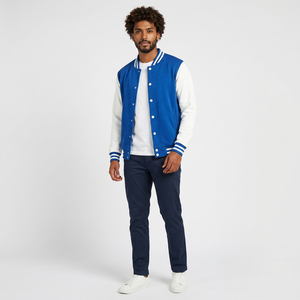 Classic Design <b>Men's</b> Winter Plus Size Varsity <b>Jacket</b> 100% Wool Color Block Button-Up for Autumn Spring Fall School Baseball - Product Image 1