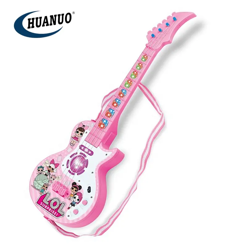 女の子のための王女のおもちゃprink色の電気音楽プラスチックギターのおもちゃ