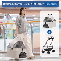 Poussette pliable 2-en-1 pour animaux de compagnie, siège auto détachable, chariot pour chien et chat 360° °   Roues avant pivotantes, freins arrière doubles, personnalisé