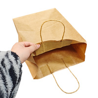 Sacs en papier à emporter avec poignées, logo personnalisé, sacs d'emballage en kraft pour la vente au détail, sacs à emporter pour restaurant