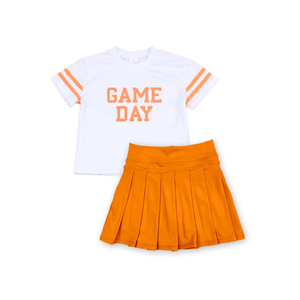 Jupes plissées pour petites filles, ensemble short et doublure, vêtements de bébé à imprimé décontracté, personnalisés, pour le jour du match, vente en gros - Product Image 1