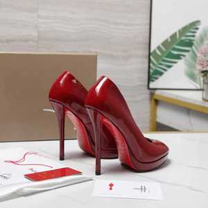 Loubouting Chaussures Rouges en Cuir Véritable Talons Plateforme à Bout Ouvert Chaussures de Créateur Talons Hauts de Luxe - Product Image 3