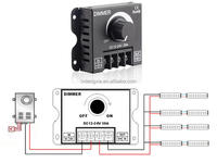 Variateur PWM DC12V-24V avec bouton marche/arrêt, interrupteur variateur avec boîtier en aluminium, contrôleur de gradation 30A pour bande LED monochrome