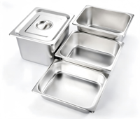 Conteneur alimentaire de qualité alimentaire résistant aux rayures, compatible four, GN 1/2, en acier inoxydable pour restaurant