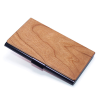 Casing Kartu Kayu Kenari Bisnis Wadah Kartu Rosewood Sandalwood Kotak Kartu Cherry Maple Penyimpanan Dompet Pemegang Kartu Kayu Bambu