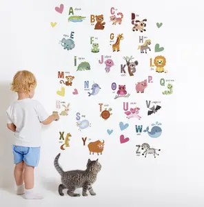 Póster de alfabeto a prueba de agua para niños, Adhesivo de pared de decoración de aprendizaje de educación temprana para aula y guardería
