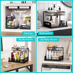 Organizzatori <span class=keywords><strong>e</strong></span> contenitori estraibili a L per sottolavello <span class=keywords><strong>e</strong></span> dispensa, scaffale portaoggetti da cucina - Product Image 4