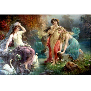 Nuovi Arrivi: Pittura Diamante 5D 'Le Bellezze sulla Pietra al Bordo del Fiume', Ricamo Diamante Completo, Decorazione Artistica Fatta a Mano per Pareti - Product Image 1