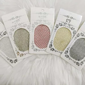 Mesh Nail Sticker Gold Silber Net Line Tape auf Holo Seiden folie Nail Art Dekorationen Aufkleber Polish Tip Nagel zubehör