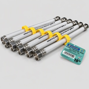 Bathroom Sanitary Connection Stainless Steel Braided Flexible Hose 9mm ID 8 To 72 Inch Reinforced PVC Water Pipe With Nut - Product Image 2