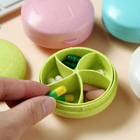 Organisateur de pilules portable rond en plastique, boîte à médicaments hebdomadaire de voyage à cinq compartiments, vente en gros disponible