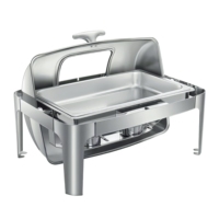 Ensemble de réchauds de luxe à couvercle roulant, chauffe-plats commerciaux en acier inoxydable pour buffet avec supports à combustible, équipement de restauration