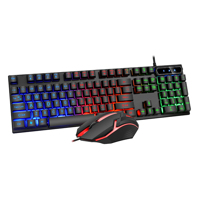 Wired Light-emitting Game Keyboard Mouse Set Mechanical Feel Levitating Key LED Waterproof Carton Usb Picture Original Brand