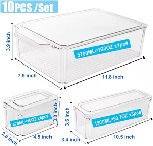 BPA-Free Glass Clear Produce Fruit Food <b>Storage</b> <b>Containers</b> with Detachable Design Modern Nordic Style Fridge Organizer - Product Image 6