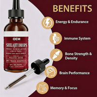 OEM/ODM gouttes de Shilajit de l'Himalaya, supplément liquide antioxydant oral pour l'énergie et l'endurance, mémoire et amélioration du système immunitaire