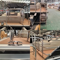 Bateau ponton Allhouse RiverExplorer de 23 pieds en aluminium à pont unique, à faible draught, avec protection anti-herbes, support pour moteur de pêche, type DuckBoat, option camouflage