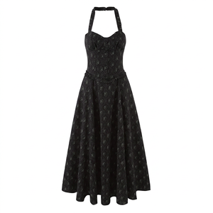 Robe mi-longue dos nu à col licou, style rétro et sexy, nouvelle collection été pour femme - Product Image 4