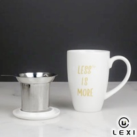 Mug à thé en céramique avec logo personnalisé, infuseur en acier inoxydable, tasse à café en porcelaine blanche avec filtre à thé pour le bureau et la maison