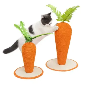 Persediaan Hewan Peliharaan Tali Sisal Simulasi Lucu Bentuk Lobak Kucing Rangka Panjat Kucing Hijau Oranye Papan Garuk Anak Anjing Mainan Cakar Gerinda