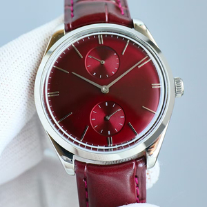 Reloj de Moda Retro Borgoña, Estilo Ejecutivo, con Reserva de Marcha, Segundero Pequeño, Cristal de Zafiro, para Hombre y Mujer - Product Image 1
