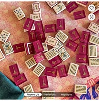Ensemble de Mahjong de Luxe Art Nouveau Américain en Acrylique, Rose Paris, Esthétique Botanique Feuille de Ginkgo Dorée, Chinoiserie, Effet 3D, Fait Main