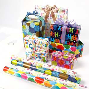 High Quality Disposable Coated 80g <b>Birthday</b> Art <b>Paper</b> 43*300cm Gift Luxury Custom Packaging <b>Wrapping</b> <b>Paper</b> - Product Image 3