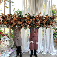 Chemin de table artificiel IFG de 2,1 m de long, motif floral marron, idéal pour les arrangements de table de mariage