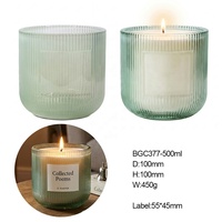 Porte-bougies en verre côtelé, pot à bougie de luxe, porte-bougies en verre coloré, coupelle à bougie en verre à fond rond pour la fragrance d'intérieur