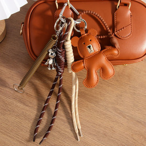 Colgante para bolso con diseño <span class=keywords><strong>de</strong></span> leopardo, <span class=keywords><strong>de</strong></span> piel sintética, con corazón, purpurina y lazo <span class=keywords><strong>de</strong></span> cordón tejido, estilo maximalista Y2K, tendencia actual - Product Image 4