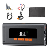 Démarreur de voiture et moto numérique portable N10-6000 avec compresseur d'air, gonfleur de pneus, batterie externe 6000 mAh et lumière intégrée