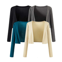 OEM ODM Damen 4-teiliges Set mit Stehkragen-Top, Kurzem Cardigan, Hochtaillierter Schlaghose und Schlitz-Bodycon-Rock im Y2K High Street Stil