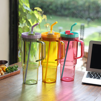 Nouveau Mug en plastique PS à double paroi sans BPA 40oz avec double couvercle (paille et ouverture) anti-fuite, poignée, compatible eau bouillante, idéal voyage, MOQ 50