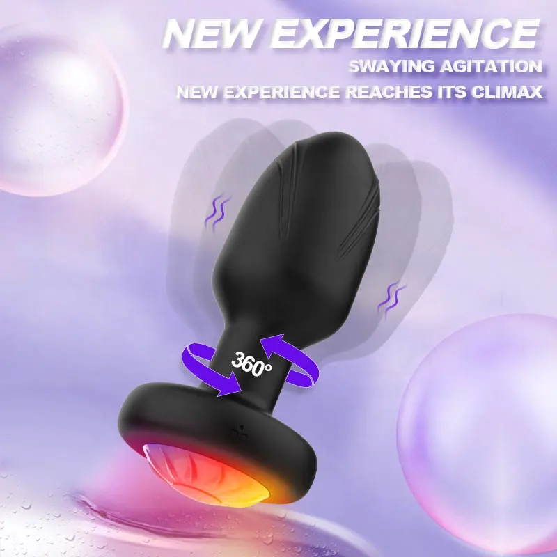 HULAMY-Sex-toys en silicone à vibration anale, télécommande, swing rotatif, godemichet anal pour adulte, lumière LED G Spot