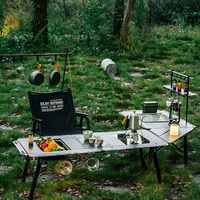 Meubles de camping d'extérieur, accessoires IGT, panneau d'extension demi-unité en alliage d'aluminium 6061, module latéral, table en verre