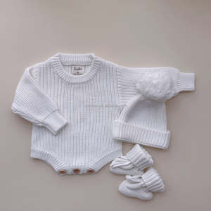 ชุดรอมเปอร์ผ้าฝ้ายคลาสสิกสำหรับเด็กแรกเกิด แบบถักลายนูน แขนยาว ชุดฤดูหนาว อุ่นนุ่ม สำหรับเด็กแรกเกิด ชุดบอดี้สูทเด็กอ่อนแบบยูนิเซ็กซ์ - Product Image 4