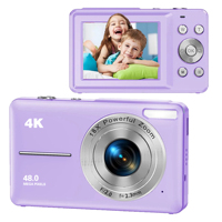 Cámaras Digitales Portátiles para Niños, Cámara de Vlogging 4K CMOS con Enfoque Automático, Estabilización de Imagen y Captura de Sonrisas