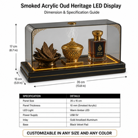 Vitrine de comptoir en acrylique fumé usiné CNC avec éclairage LED pour parfums Oud et encens