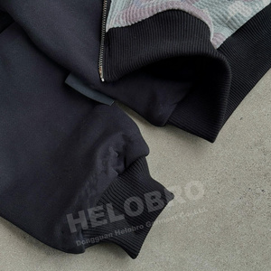 Felpa con Cappuccio Personalizzata con Stampa Integrale in Cotone Pesante 480gsm, Stile Vintage Streetwear, Camouflage Reversibile con Zip per <span class=keywords><strong>Uomo</strong></span> - Product Image 4