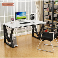 Bureau Simple pour Personnel, Table d'Étude à Domicile, Bureau d'Écriture, Bureau d'Ordinateur Multifonction avec Cadre en Acier, Table de Jeu