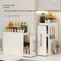 Nouvelle étagère de rangement multifonctionnelle coulissante pour cuisine, anti-poussière, multi-niveaux, étroite, pour épices et condiments sur comptoir