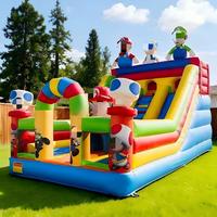Château gonflable commercial géant Mario 6x4x5m, château gonflable Mario Brother, trampoline gonflable avec toboggan pour enfants