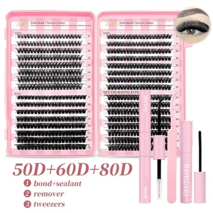 Kit de Pestañas Postizas de Pelo Sintético, Paquete Grande de Segmentos Mixtos 50D 60D 80D para Volumen Natural 3D - Product Image 1