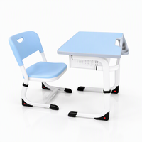 Ensemble de bureau et chaise pour étudiants en plastique durable, mobilier scolaire moderne réglable pour les élèves du primaire et du collège