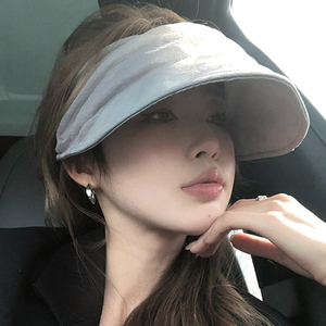 Organza Visor <b>Hat</b> For Women Gray Foldable <b>Flat</b> Brim Sun Protection Headband Summer Outing Korean Style - Product Image 2