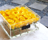 Boîte à fleurs carrée transparente en acrylique sur mesure, service de découpe par moulage rotatif, ignifuge, étanche, pour bouquet de roses de mariage