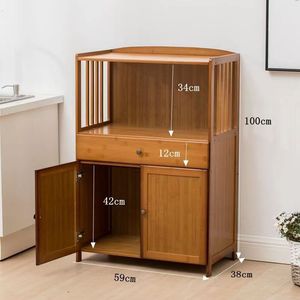Bicheng Bamboo Kitchen <b>Sideboard</b> 100cm High With Doors And Drawer Multi Functional <b>Storage</b> Cabinet For Kitchen Countertop Use - Product Image 1