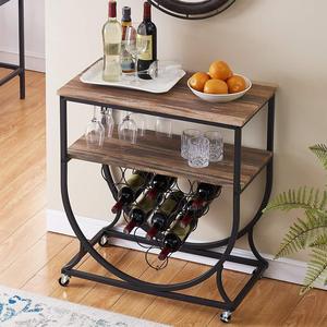 Carrito de hierro forjado negro de estilo europeo, gabinete de almacenamiento para restaurante, carrito de bar industrial, estante para vasos, carrito para botellas de vino - Product Image 2