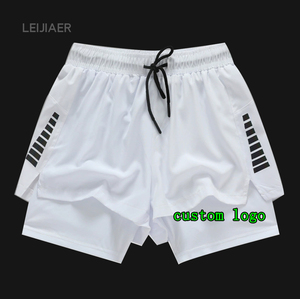 Pantalones Cortos Deportivos de Cintura Alta para Hombre LEIJIAER, Transpirables, para Correr, con Bolsillos, de Tejido de Punto, Tipo Bermuda, Disponibles para OEM - Product Image 1