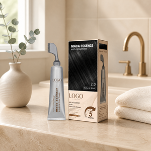 Coloration capillaire <span class=keywords><strong>temporaire</strong></span> à base de plantes Maca sans ammoniaque pour une application facile à domicile sans les mains, crème auto-appliquable couvrant les cheveux gris - Product Image 1